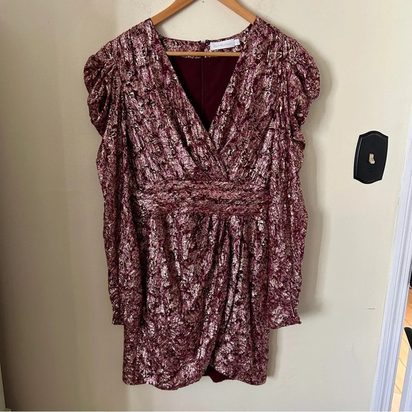 JONATHAN SIMKHAI Metallic Silk Jacquard Puff-Sleeve Sheath Dress Size 8 - Picture 4 of 10